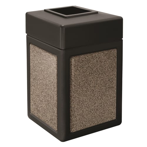 Commercial Zone PolyTec 42 Gallon Trash Container, Black with Riverstone Panels
